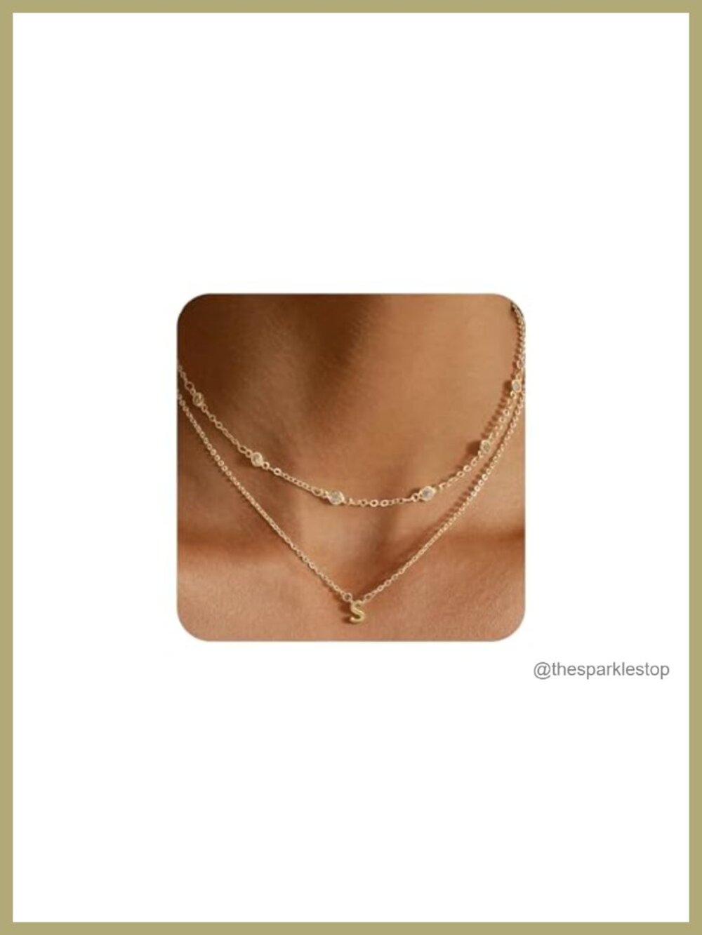 Layered Initial Necklace Set - 14K Gold Plated Pendant Necklaces Stack